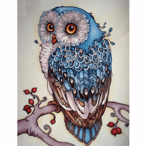 Majestic Blue Owl 5D DIY Paint By Diamond Kit
