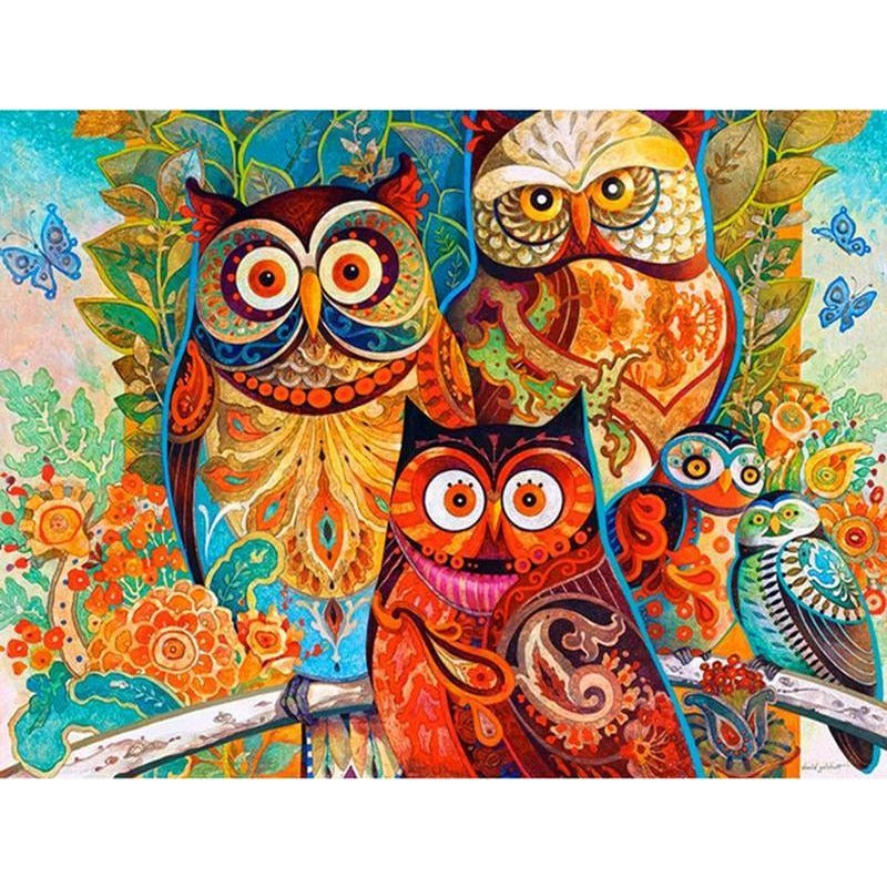 Colorful Owls 5D DIY Paint By Diamond Kit - Paint by Diamond