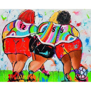 Cartoon Women Playing Football 5D DIY Paint By Diamond Kit - Paint by Diamond