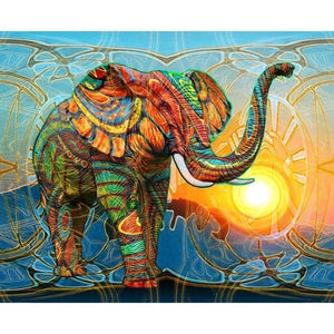 Colorful Elephant Boho 5D DIY Paint By Diamond Kit