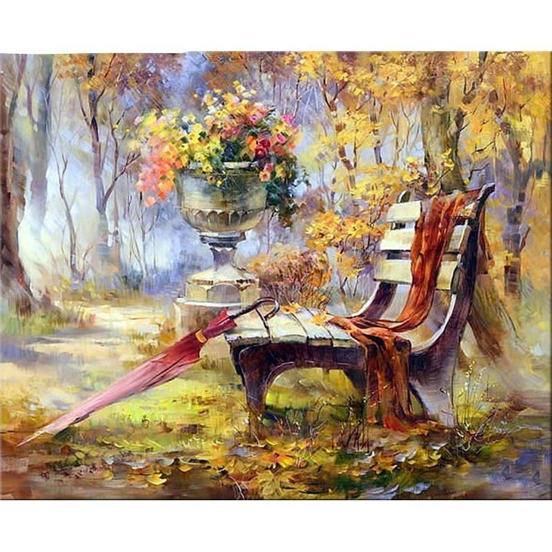 Flowers Bench 5D DIY Paint By Diamond Kit - Paint by Diamond