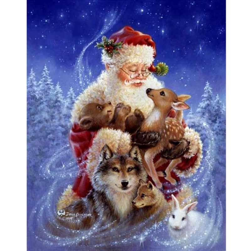 Santa Claus and Animals 5D DIY Paint By Diamond Kit