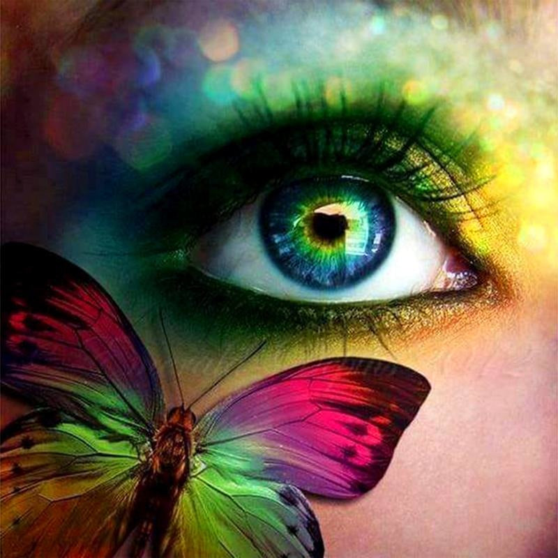 Green Eye & butterflies 5D DIY Paint By Diamond Kit - Paint by Diamond