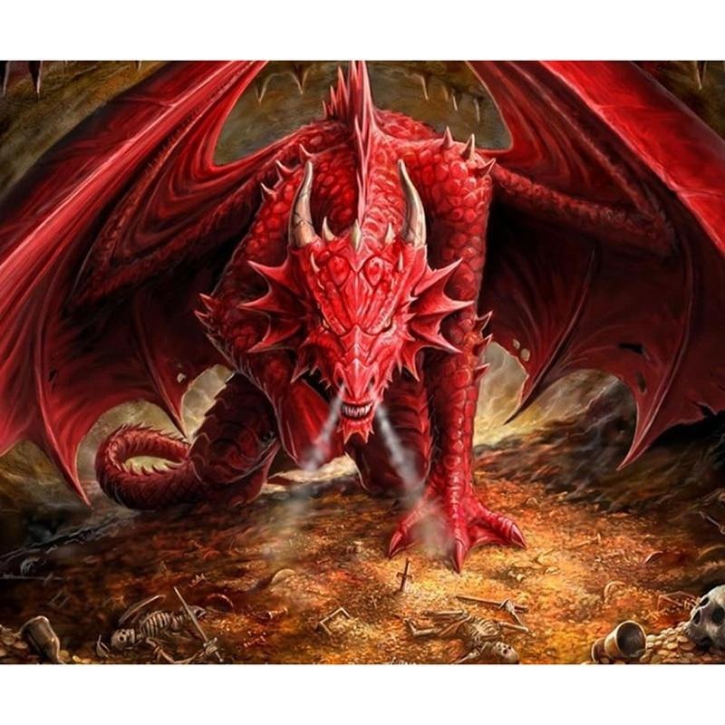 Angry Red Dragon 5D DIY Paint By Diamond Kit - Paint by Diamond