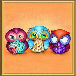 Full Square Cartoon Owl 5D DIY Paint By Diamond Kit - Paint by Diamond