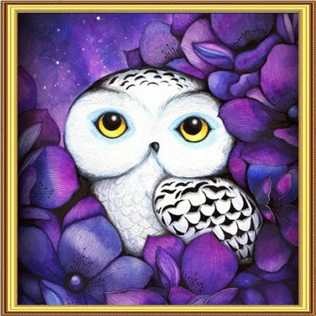 Purple Owl 5D DIY Paint By Diamond Kit - Paint by Diamond