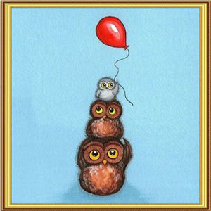 Balloon Owl 5D DIY Paint By Diamond Kit