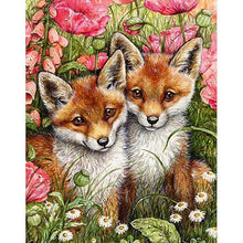 Two Foxes & Flowers 5D DIY Paint By Diamond Kit - Paint by Diamond
