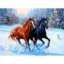 Two Snow Horses 5D DIY Paint By Diamond Kit - Paint by Diamond
