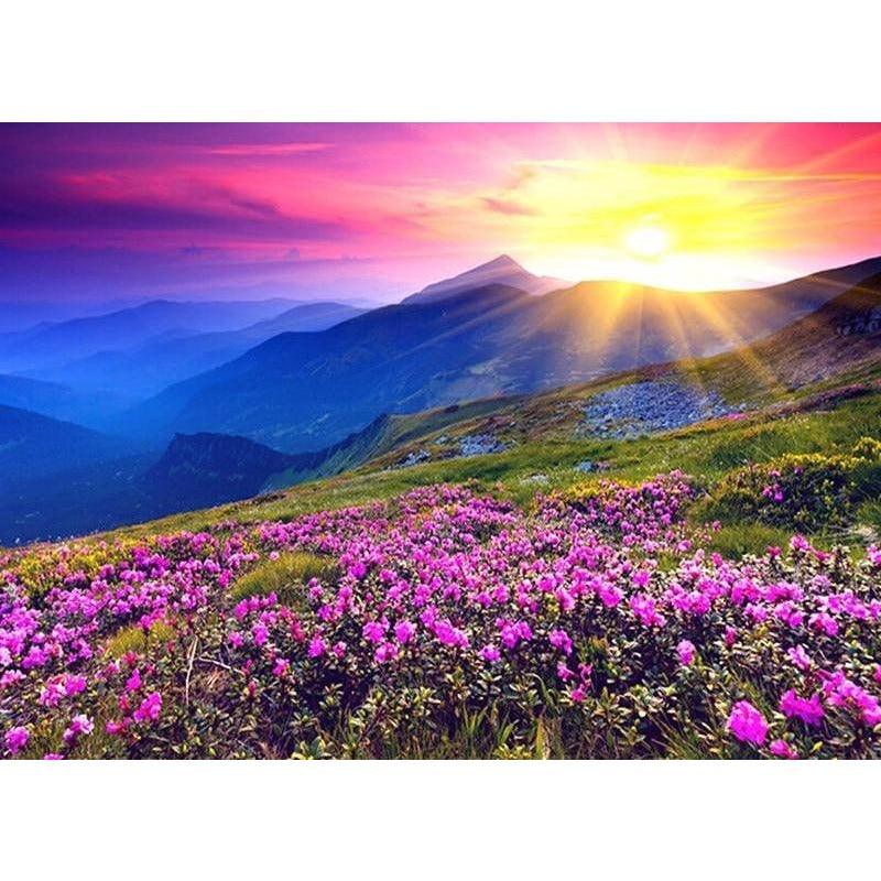 Purple Flower Landscape 5D DIY Paint By Diamond Kit - Paint by Diamond