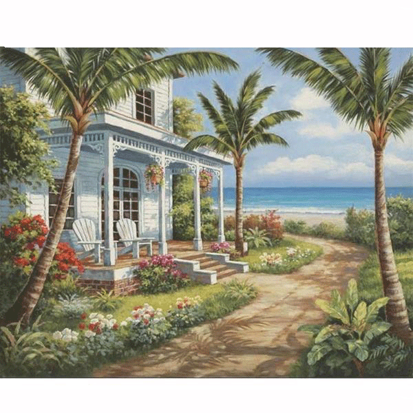 Beach House 5D DIY Paint By Diamond Kit