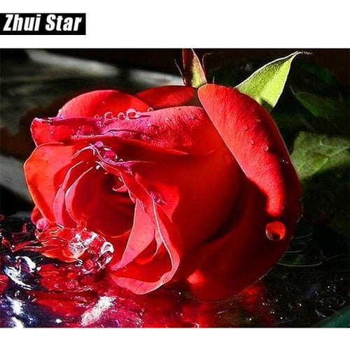 Red Rose Flower 5D DIY Paint By Diamond Kit - Paint by Diamond