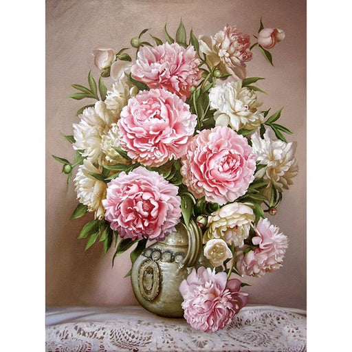 Peony Flowers Modern Embroidery 5D DIY Paint By Diamond Kit - Paint by Diamond