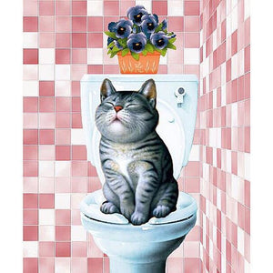 Cat & Toilet 5D DIY Paint By Diamond Kit - Paint by Diamond