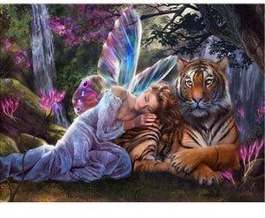 Fairy With Tiger 5D DIY Paint By Diamond Kit