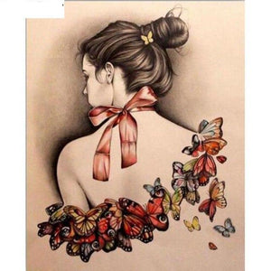 Butterfly Butterfly Girl Neck 5D DIY Paint By Diamond Kit - Paint by Diamond
