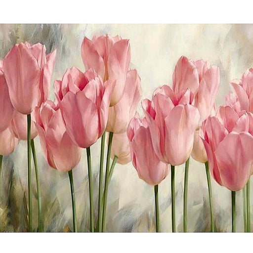 Pink Tulip Flower 5D DIY Paint By Diamond Kit - Paint by Diamond