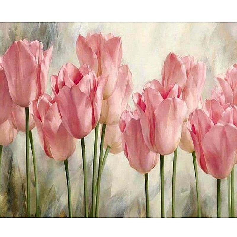Pink Tulip Flower 5D DIY Paint By Diamond Kit - Paint by Diamond
