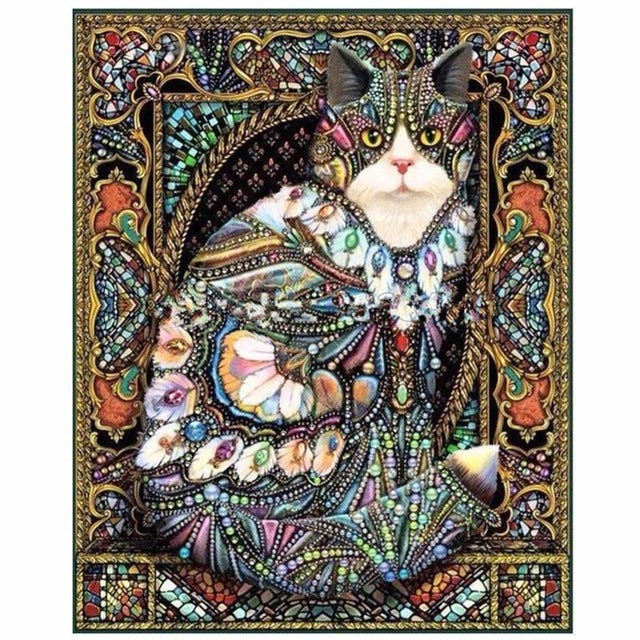 Vintage Art Cat 5D DIY Paint By Diamond Kit