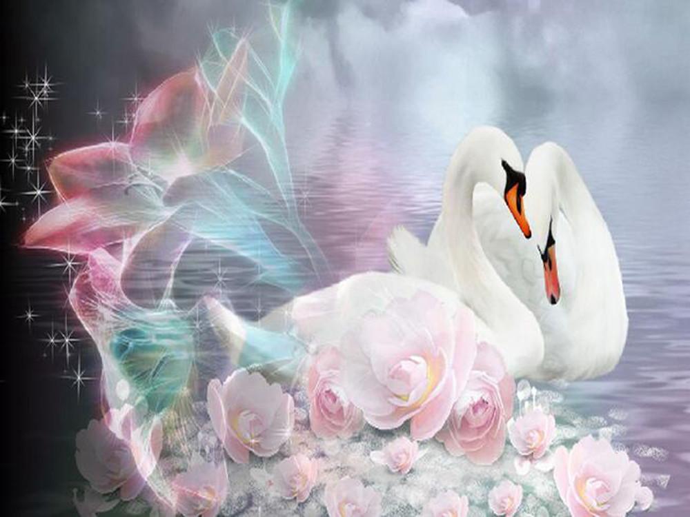 Mystical Swans 5D DIY Paint By Diamond Kit - Paint by Diamond