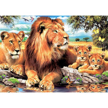 Lion Family 5D DIY Paint By Diamond Kit