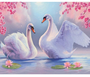 Two White Swans 5D DIY Paint By Diamond Kit