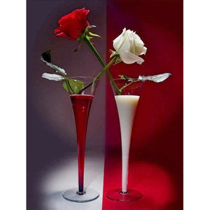 Red & White Rose 5D DIY Paint By Diamond Kit - Paint by Diamond