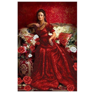 Woman In Red 5D DIY Paint By Diamond Kit - Paint by Diamond