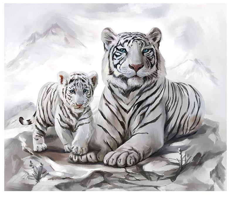 White Tiger 5D DIY Paint By Diamond Kit