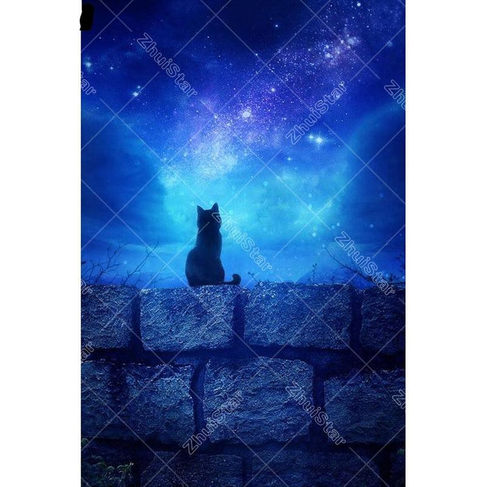 Lonely Night Cat 5D DIY Paint By Diamond Kit