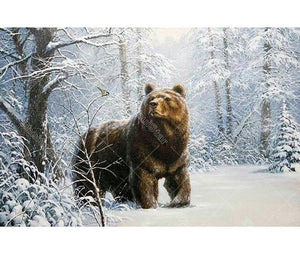 Snow Forest Bear 5D DIY Paint By Diamond Kit