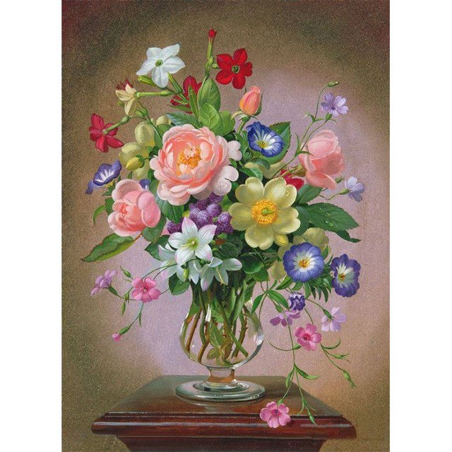 Elegant Victorian Flower Vase 5D DIY Paint By Diamond Kit