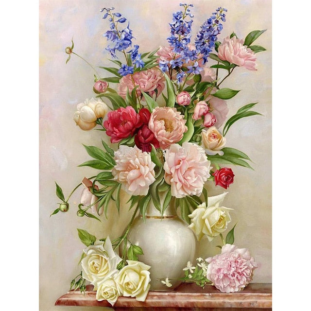 Beautiful Flower Vase 5D DIY Paint By Diamond Kit