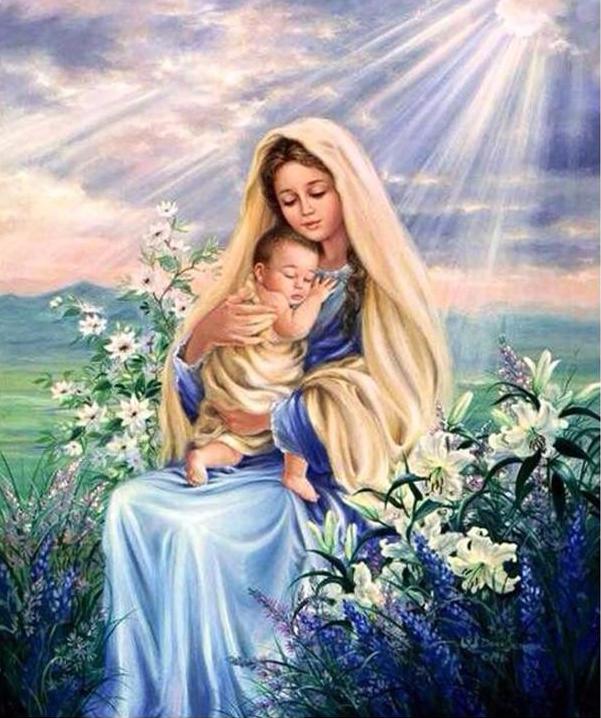 Mother Mary & Baby Jesus 5D DIY Paint By Diamond Kit