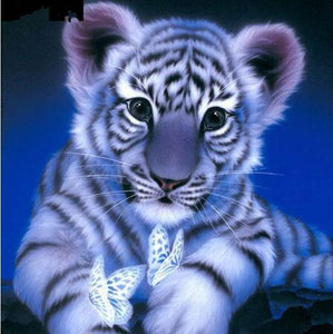 White Tiger Cub 5D DIY Paint By Diamond Kit