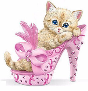 Pink Heeled Kitten 5D DIY Paint By Diamond Kit - Paint by Diamond