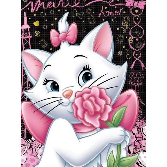 Cat With Rose 5D DIY Paint By Diamond Kit