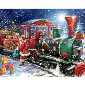 Train In Snow Christmas 5D DIY Paint By Diamond Kit - Paint by Diamond