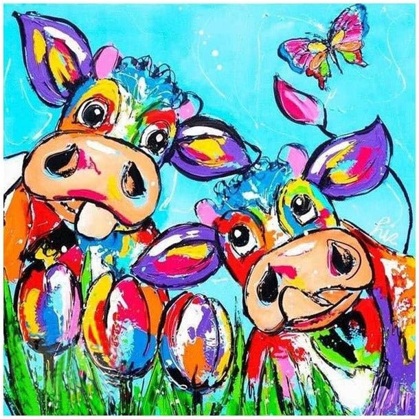 Colorful Cows In Love- 2 5D DIY Paint By Diamond Kit - Paint by Diamond