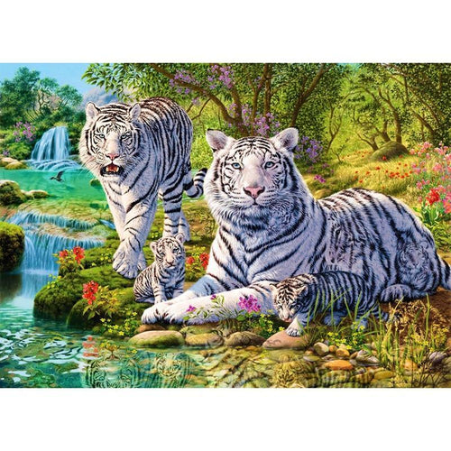 The Stream Of White Tiger 5D DIY Paint By Diamond Kit - Paint by Diamond