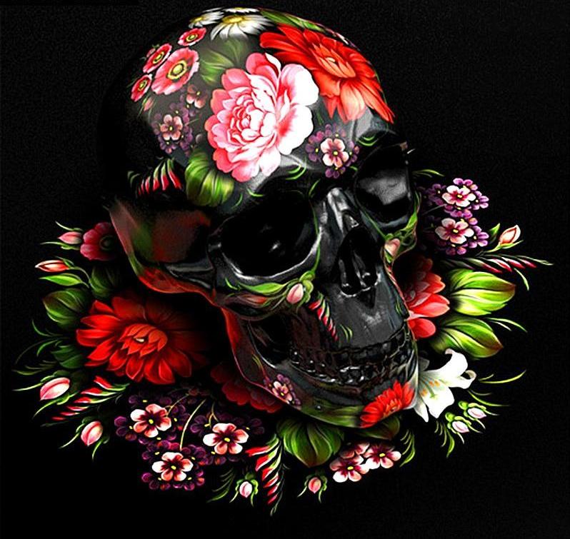 Floral Skull 5D DIY Paint By Diamond Kit