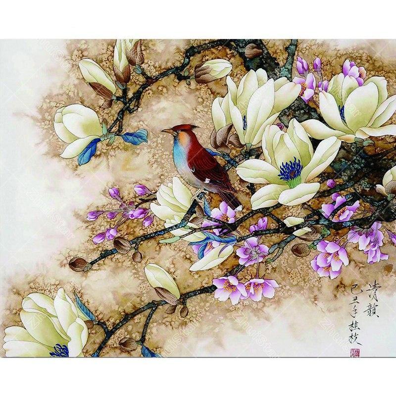 Flower Tree Bird 5D DIY Paint By Diamond Kit