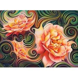 Orange Swirly Flowers 5D DIY Paint By Diamond Kit - Paint by Diamond