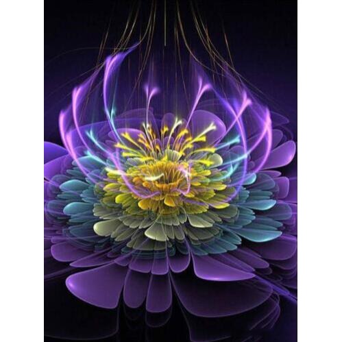 Lavender Fluorescent Flower 5D DIY Paint By Diamond Kit - Paint by Diamond