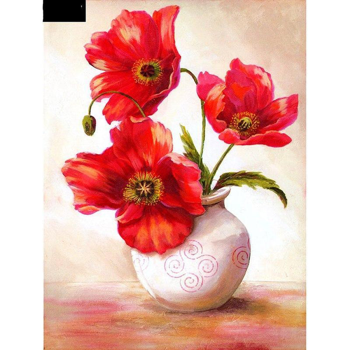 Red flowers 5D DIY Paint By Diamond Kit