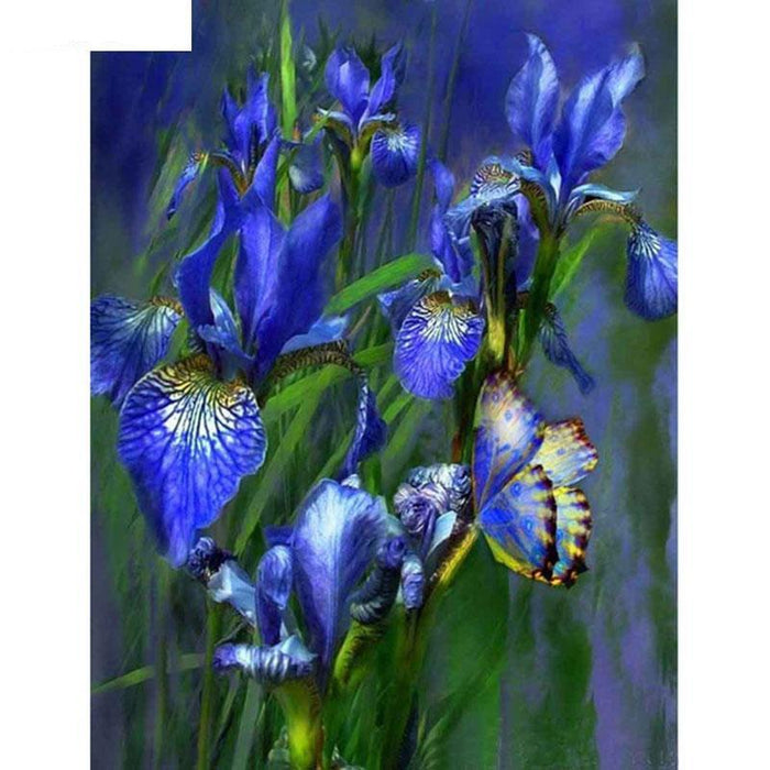 Indigo Blue Flowers 5D DIY Paint By Diamond Kit