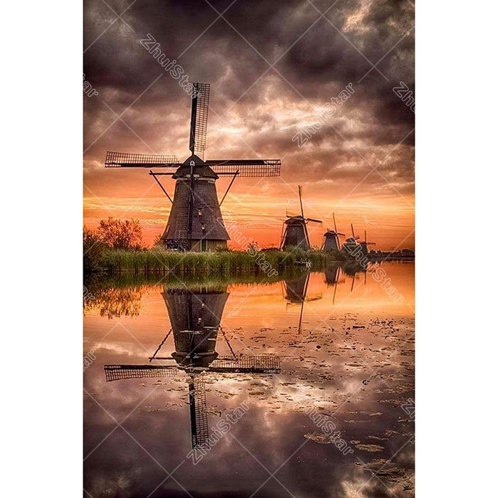 Twilight Windmill 5D DIY Paint By Diamond Kit