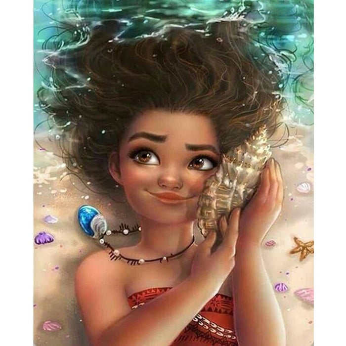 Cartoon Beach Girl 5D DIY Paint By Diamond Kit