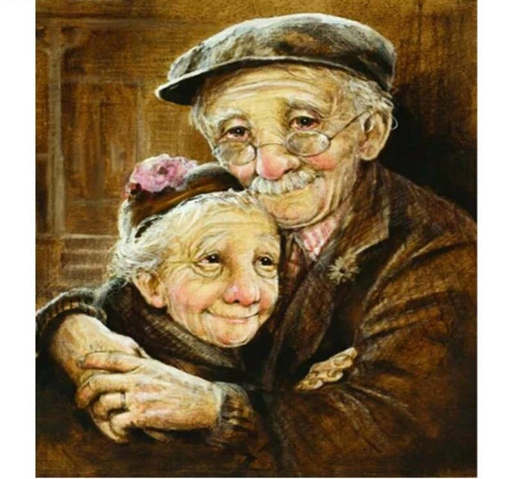 Cute Grandfather & Grandmother 5D DIY Paint By Diamond Kit