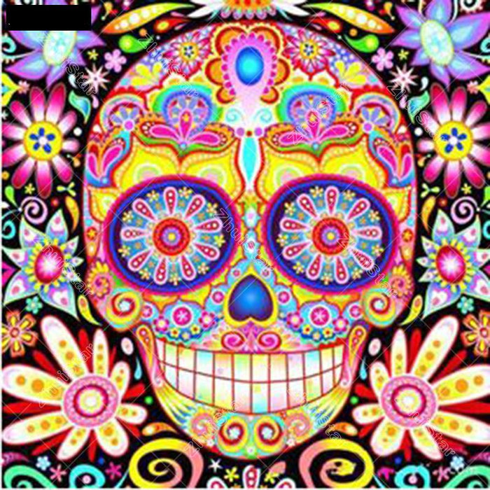 Colorful Smiling Skull 5D DIY Paint By Diamond Kit